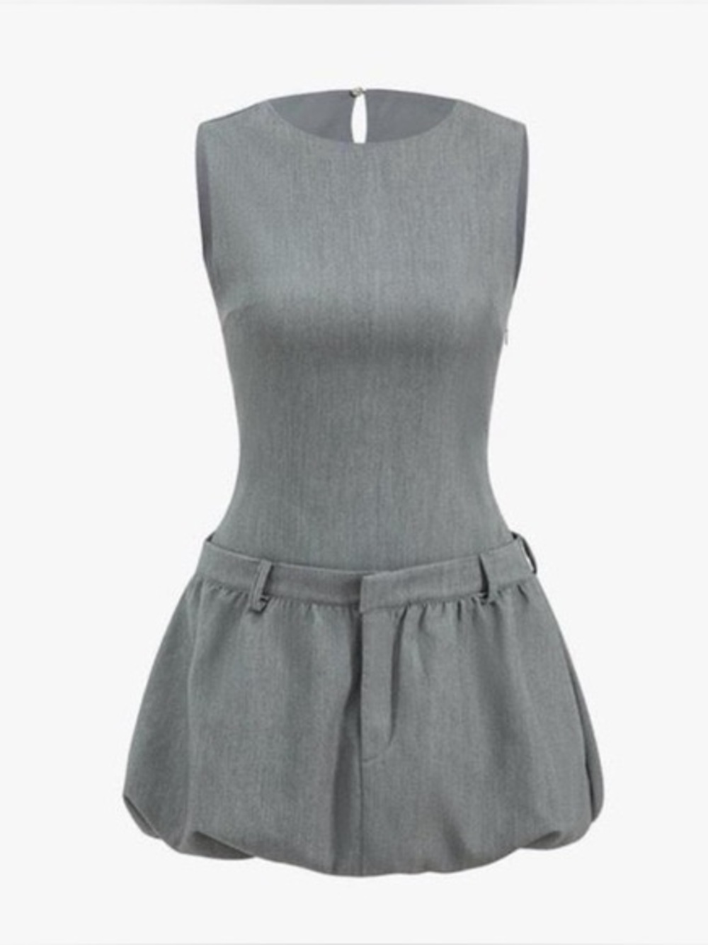 ZARA Gray Voluminous Mini Dress Sleeveless Ballon Hem Chic Blogger Size XS
